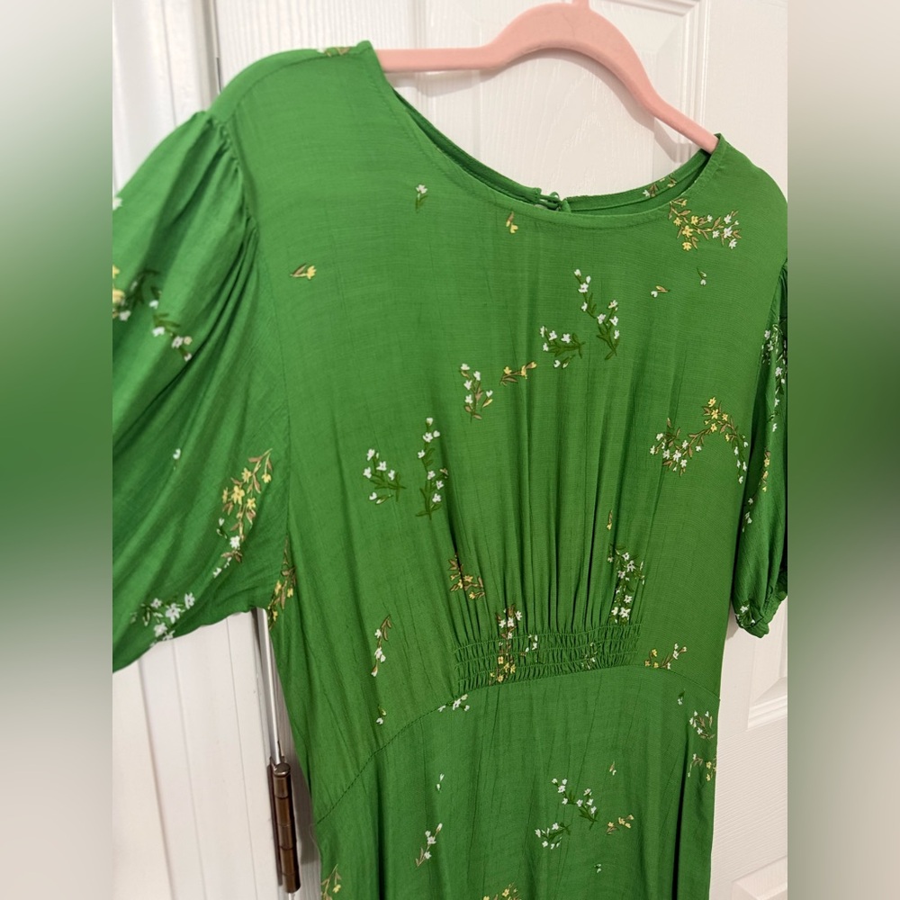 Faithfull The Brand Green Floral Midi Dress Size Large - Picture 4 of 9